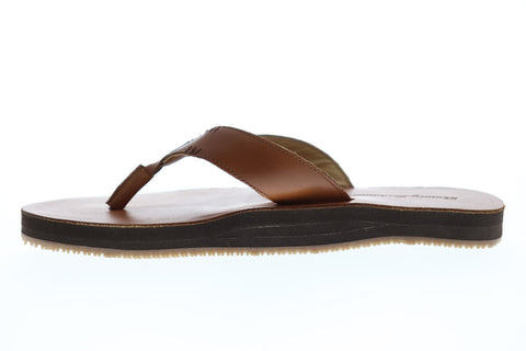 Tommy Bahama Adderly Mens Tan Leather Flip Flops Slip On Sandals Shoes