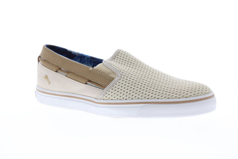 Tommy Bahama Journey Mens Beige Textile Slip On Sneakers Shoes