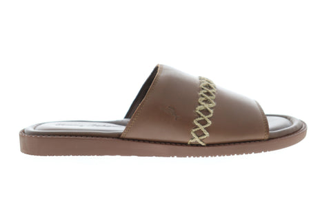 Tommy Bahama Adwin TB9M0115 Mens Brown Leather Slip On Slides Sandals Shoes