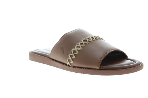 Tommy Bahama Adwin TB9M0115 Mens Brown Leather Slip On Slides Sandals Shoes