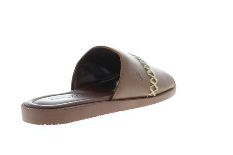 Tommy Bahama Adwin TB9M0115 Mens Brown Leather Slip On Slides Sandals Shoes