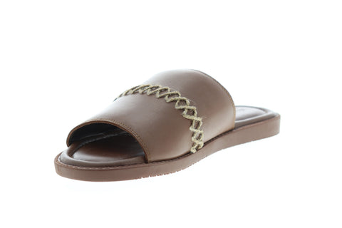Tommy Bahama Erwin TB9M10115 Mens Brown Leather Slip On Slides Sandals Shoes