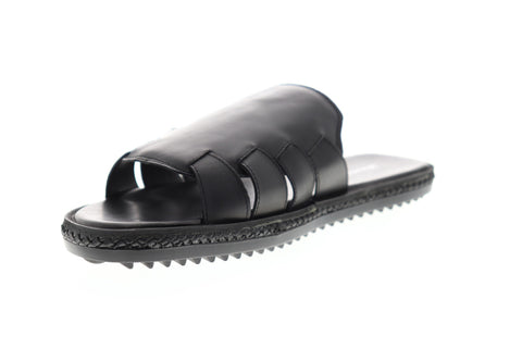 Tommy Bahama Hamlin TB9M1112 Mens Black Leather Slip On Slides Sandals Shoes