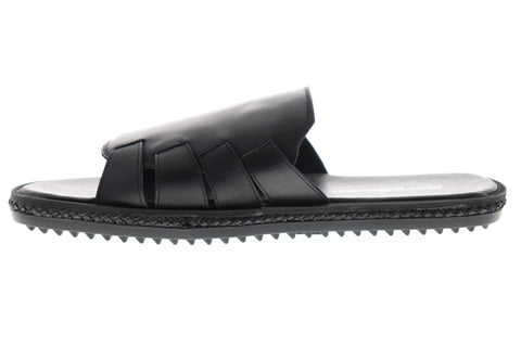 Tommy Bahama Hamlin TB9M1112 Mens Black Leather Slip On Slides Sandals Shoes