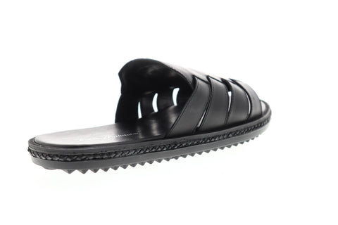 Tommy Bahama Hamlin TB9M1112 Mens Black Leather Slip On Slides Sandals Shoes