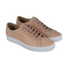 TCG Kennedy Mens Beige Leather Low Top Lace Up Sneakers Shoes