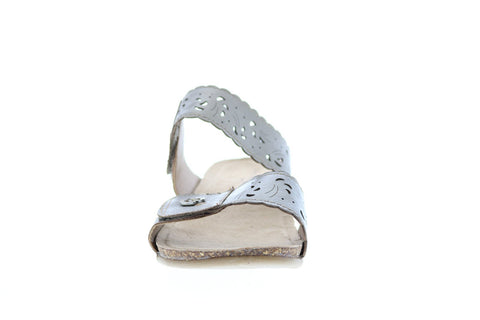 Earth Origins Tessa Womens Silver Leather Strap Sandals Shoes