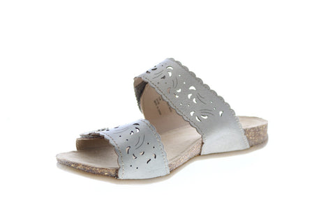 Earth Origins Tessa Womens Silver Leather Strap Sandals Shoes