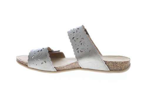 Earth Origins Tessa Womens Silver Leather Strap Sandals Shoes