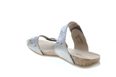 Earth Origins Tessa Womens Silver Leather Strap Sandals Shoes