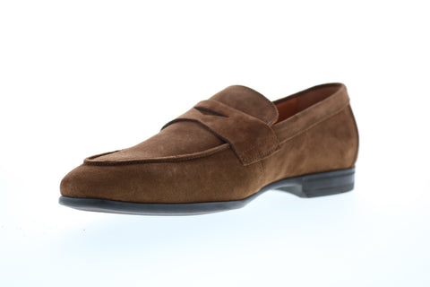 Bruno Magli Tino Mens Brown Suede Slip On Penny Loafers Shoes