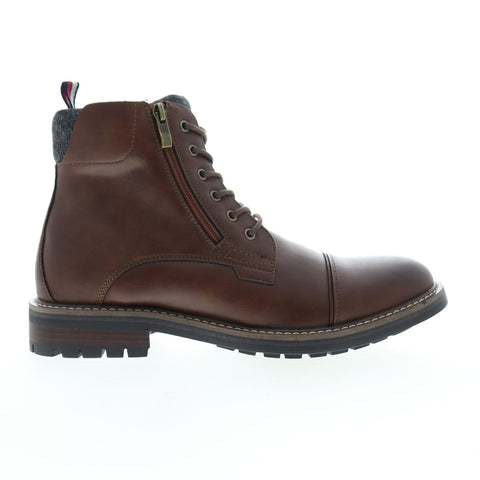 Tommy Hilfiger Hyder TMHYDER Mens Brown Leather Zipper Casual Dress Boots Shoes