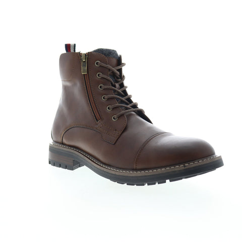 Tommy Hilfiger Hyder TMHYDER Mens Brown Leather Zipper Casual Dress Boots Shoes