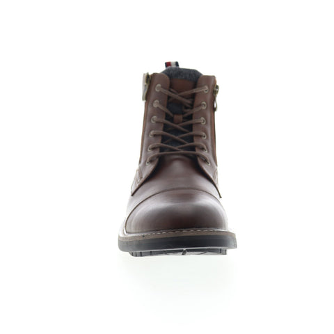Tommy Hilfiger Hyder TMHYDER Mens Brown Leather Zipper Casual Dress Boots Shoes