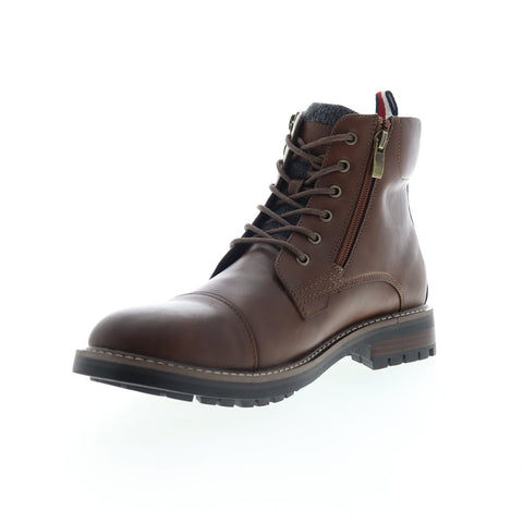 Tommy Hilfiger Hyder TMHYDER Mens Brown Leather Zipper Casual Dress Boots Shoes