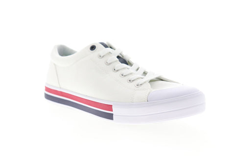 Tommy Hilfiger Reno TMRENO Mens White Canvas Casual Lace Up Fashion Sneakers Shoes