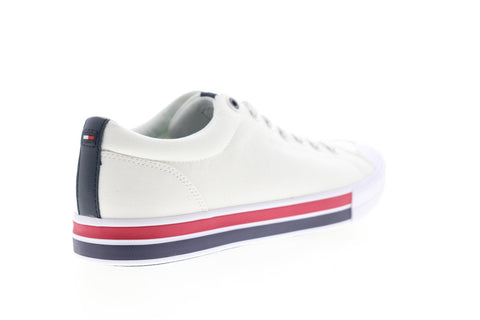 Tommy Hilfiger Reno TMRENO Mens White Canvas Casual Lace Up Fashion Sneakers Shoes