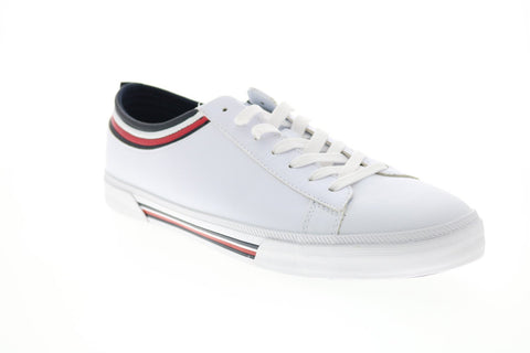 Tommy Hilfiger Perez Mens White Synthetic Lace Up Designer Sneakers Shoes