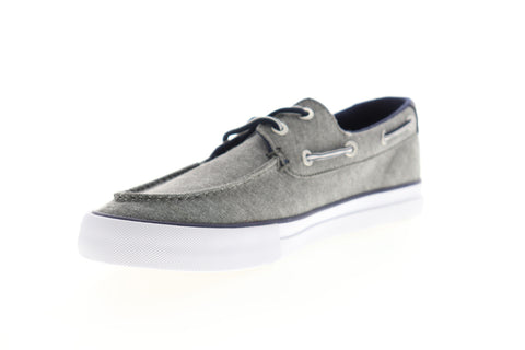 Tommy Hilfiger Petes TMPETES Mens Gray Canvas Low Top Lace Up Boat Shoes Loafers
