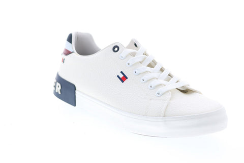 Tommy Hilfiger Rezz Mens White Synthetic Lace Up Designer Sneakers Shoes