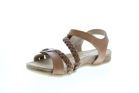 Earth Origins Tracy Womens Brown Leather Strap Slingback Sandals Shoes