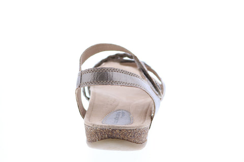 Earth Origins Tracy Womens Silver Wide Leather Strap Slingback Sandals Shoes
