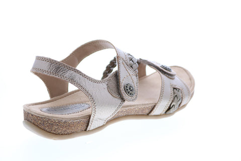 Earth Origins Tracy Womens Silver Wide Leather Strap Slingback Sandals Shoes