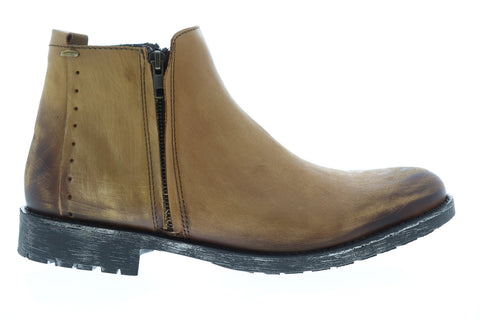 Steve Madden Treason Mens Brown Leather Zipper Chelsea Boots Shoes