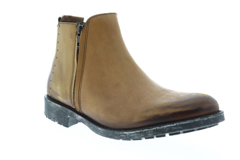 Steve Madden Treason Mens Brown Leather Zipper Chelsea Boots Shoes