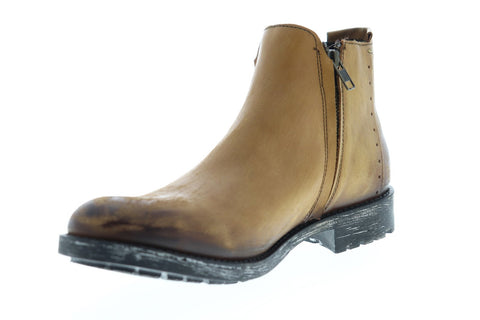 Steve Madden Treason Mens Brown Leather Zipper Chelsea Boots Shoes