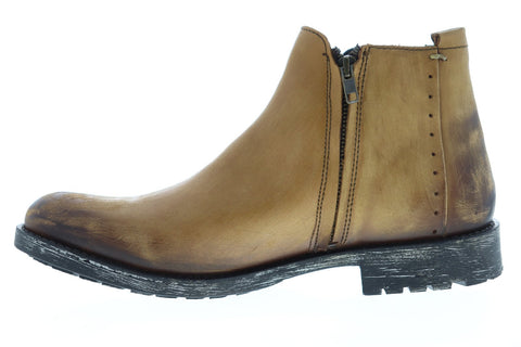 Steve Madden Treason Mens Brown Leather Zipper Chelsea Boots Shoes