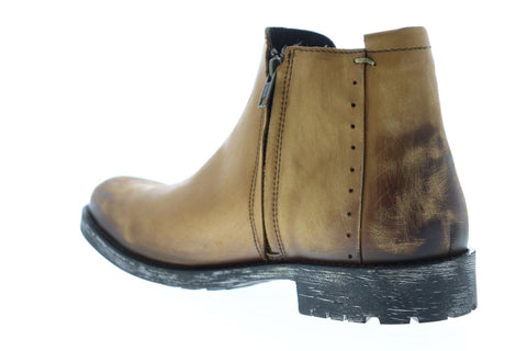 Steve Madden Treason Mens Brown Leather Zipper Chelsea Boots Shoes