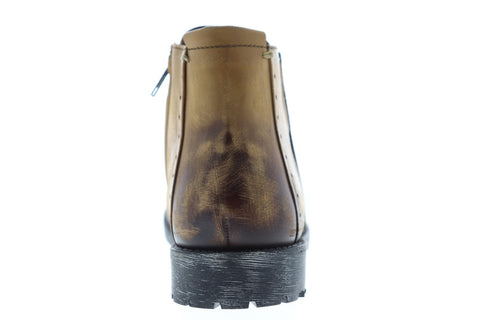 Steve Madden Treason Mens Brown Leather Zipper Chelsea Boots Shoes