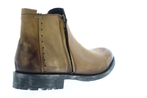 Steve Madden Treason Mens Brown Leather Zipper Chelsea Boots Shoes