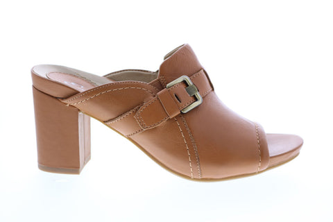 Earthies Trevi Soft Leather Womens Brown Hook & Loop Pumps Heels Shoes