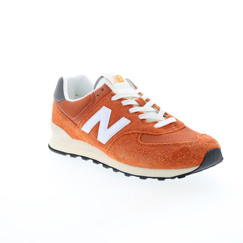 New Balance 574 U574HT2 Mens Orange Suede Lace Up Lifestyle Sneakers Shoes