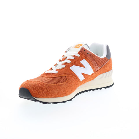 New Balance 574 U574HT2 Mens Orange Suede Lace Up Lifestyle Sneakers Shoes