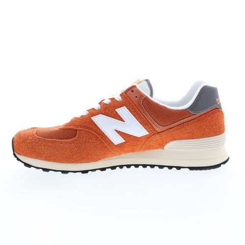 New Balance 574 U574HT2 Mens Orange Suede Lace Up Lifestyle Sneakers Shoes