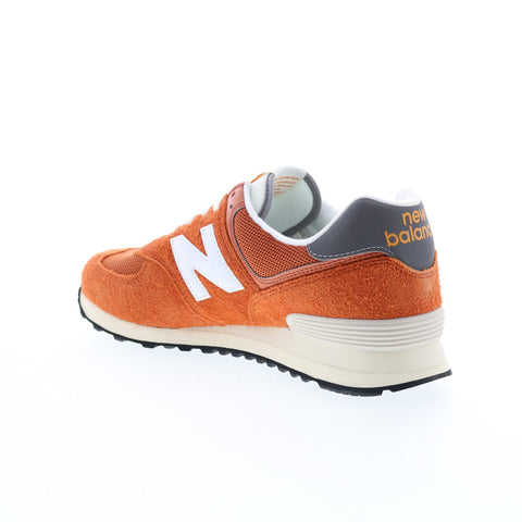 New Balance 574 U574HT2 Mens Orange Suede Lace Up Lifestyle Sneakers Shoes