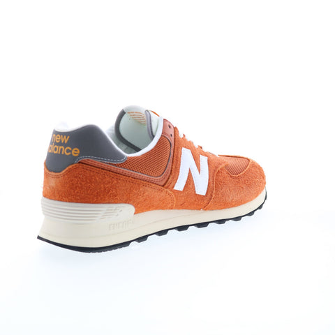 New Balance 574 U574HT2 Mens Orange Suede Lace Up Lifestyle Sneakers Shoes
