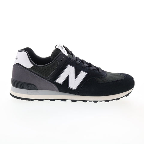 New Balance 574 U574KN2 Mens Black Suede Lace Up Lifestyle Sneakers Shoes