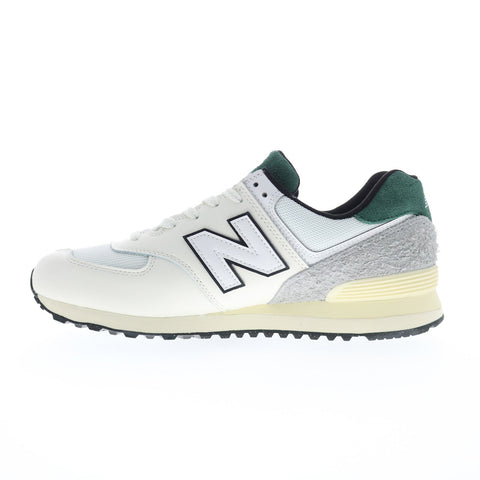 New Balance 574 U574VX2 Mens White Leather Lace Up Lifestyle Sneakers Shoes