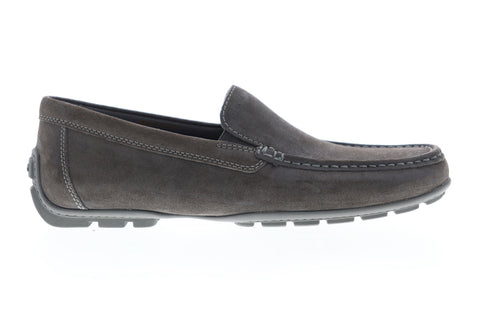 Geox Uomo Moner Mens Gray Suede Low Top Slip On Casual Loafers Shoes