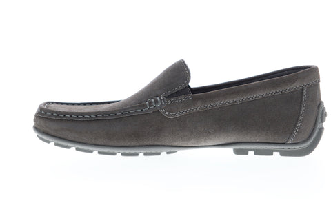 Geox Uomo Moner Mens Gray Suede Low Top Slip On Casual Loafers Shoes