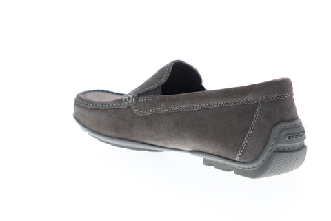 Geox Uomo Moner Mens Gray Suede Low Top Slip On Casual Loafers Shoes