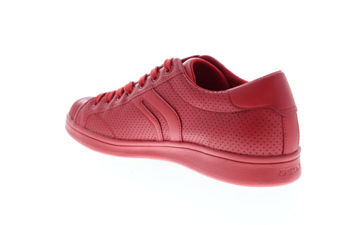 Geox U Warrens Mens Red Leather Low Top Lace Up Euro Sneakers Shoes