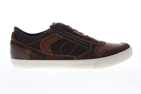 Geox U Box U82R3C022MEC6Z6K Mens Brown Suede Zipper Low Top Sneakers Shoes