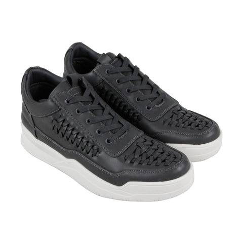 Steve Madden Valor Mens Gray Leather Low Top Lace Up Sneakers Shoes