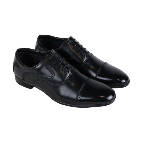 Steve Madden Verdic Mens Black Leather Casual Dress Lace Up Oxfords Shoes