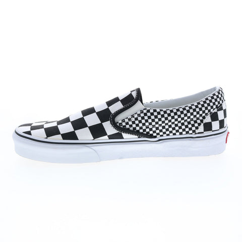 Vans Slip-On Mix Checker Mens Black White Canvas Lifestyle Sneakers Shoes